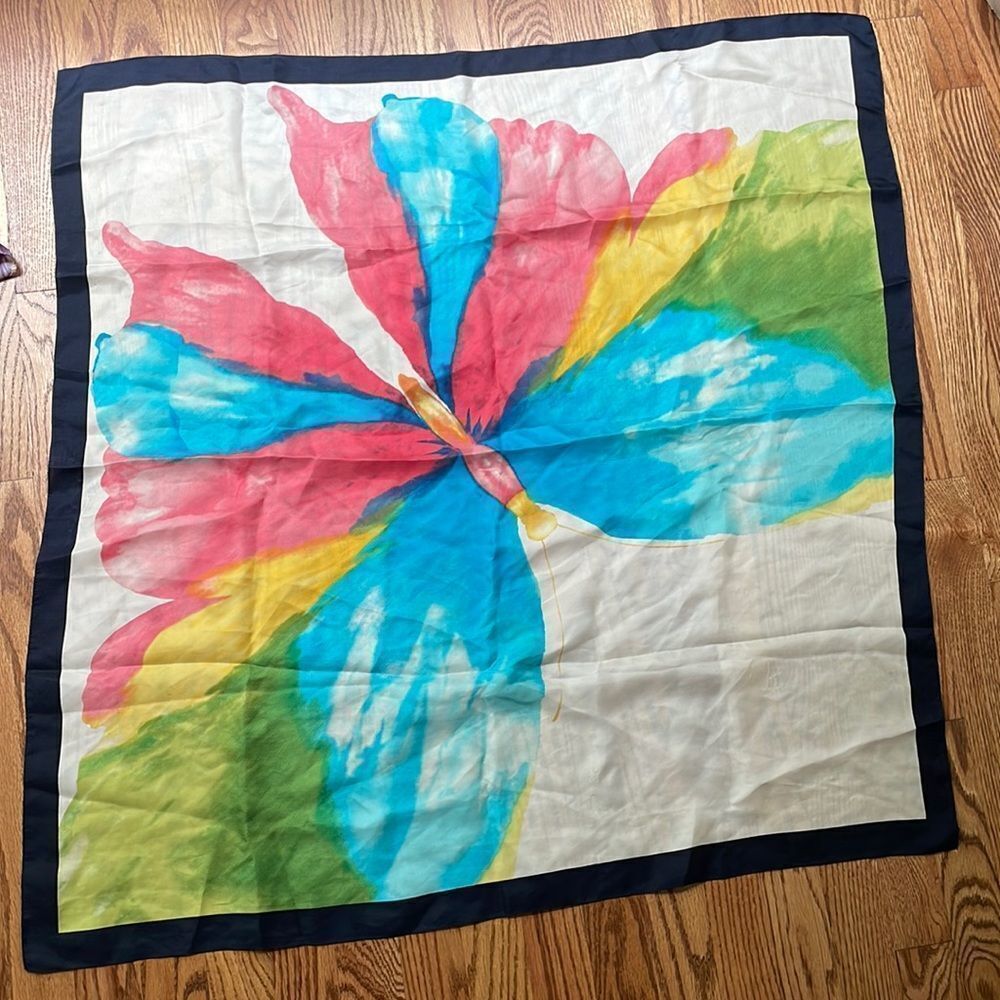 35x34 large silk scarf beautiful colors watercolor butterfly 🦋